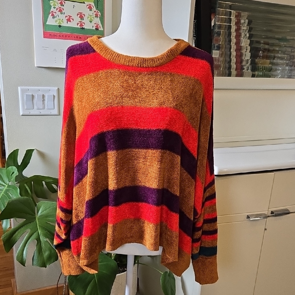 EUC Free People Striped Chenille Sweater Size Small